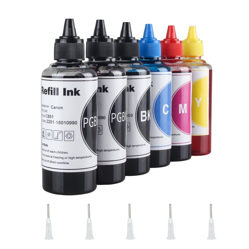 TBTeek Printer Refill Ink Dye Bottles Kit for PGI-250 CLI-251XL PGI 270XL CLI-271 Cartridges or CISS, for PIXMA MX922, MG5720, TS6020, TS6120, TS5020, MG6820, IX6820, MG5620 - Image 1